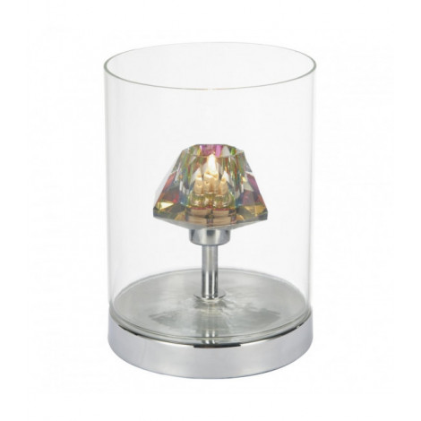 Lampe Design Decade Chrome poli,verre 1 ampoule 20,5cm|Lampes à poser|Luminaire Center