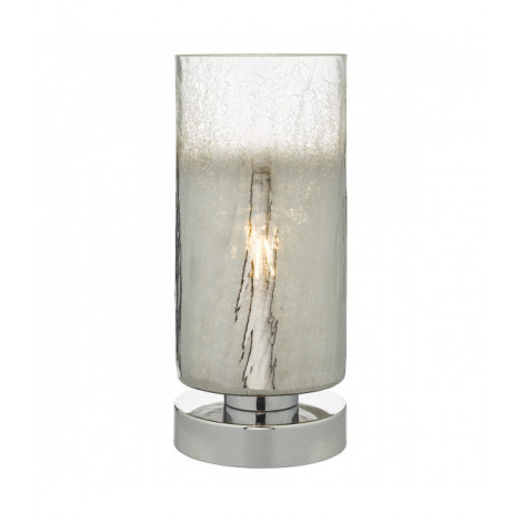 Lampe de table Deena Chrome poli,verre craquelé 1 ampoule 28cm|Lampes à poser|Luminaire Center