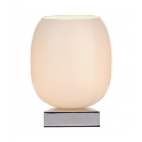 Lampe de table Dino Chrome poli,verre blanc 1 ampoule 15cm|Lampes à poser|Luminaire Center