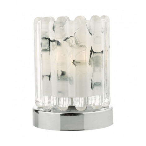 Lampe de table Elf Chrome poli,verre nervuré noir 1 ampoule 13cm|Lampes à poser|Luminaire Center