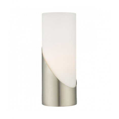 Lampe de table Faris Nickel satiné,verre opal 1 ampoule 25cm|Lampes à poser|Luminaire Center