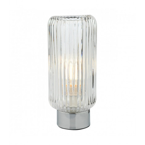 Lampe de table Mason Chrome poli,verre côtelé 1 ampoule 26cm|Lampes à poser|Luminaire Center