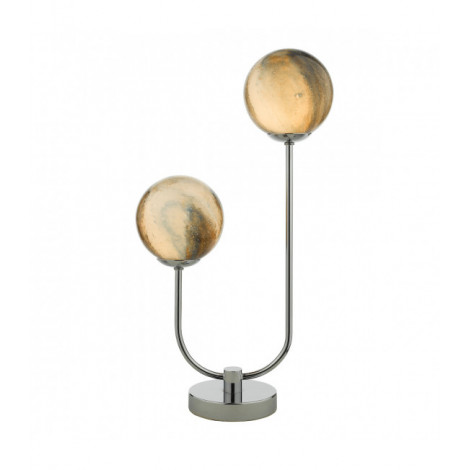 Lampe Design Mikara Chrome poli,verre à effet de marbre 2 ampoules 49cm|Lampes à poser|Luminaire Center