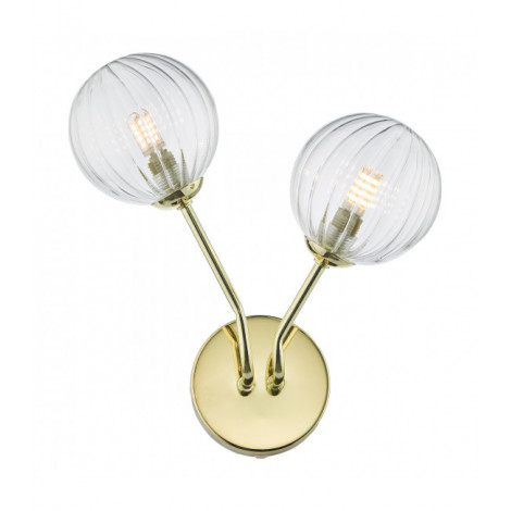 Lampe avec abat jour Yiska Or poli,verre côtelé 2 ampoules 26cm|Lampes à poser|Luminaire Center