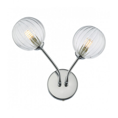 Lampe avec abat jour Yiska Chrome poli,verre côtelé 2 ampoules 26cm|Lampes à poser|Luminaire Center