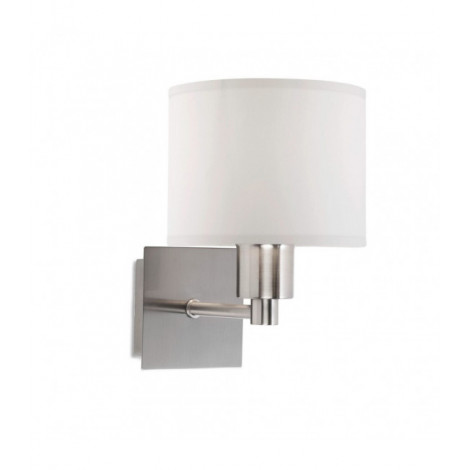 Lampe avec abat jour Lyon Acier,Tissu Nickel satiné, blanc 24,2 Cm|Lampes à poser|Luminaire Center