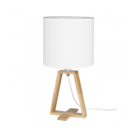 Lampe de table Nuts Bois,Tissu blanc 35,6 Cm|Lampes à poser|Luminaire Center