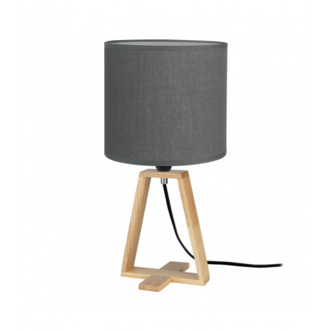 Lampe de table Nuts Bois,Tissu Gris 35,6 Cm|Lampes à poser|Luminaire Center