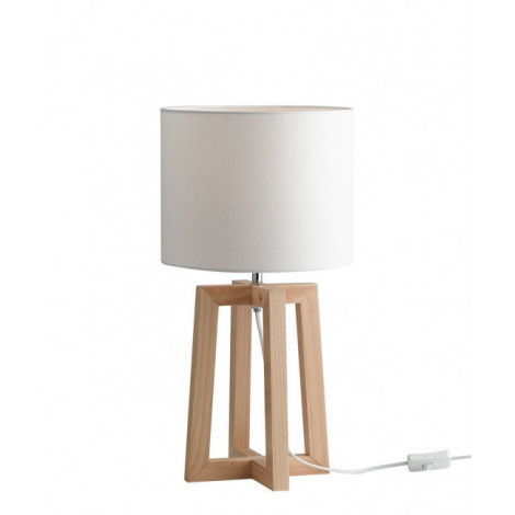 Lampe de table Berry 1 ampoule Bois,tissu Bois|Lampes à poser|Luminaire Center