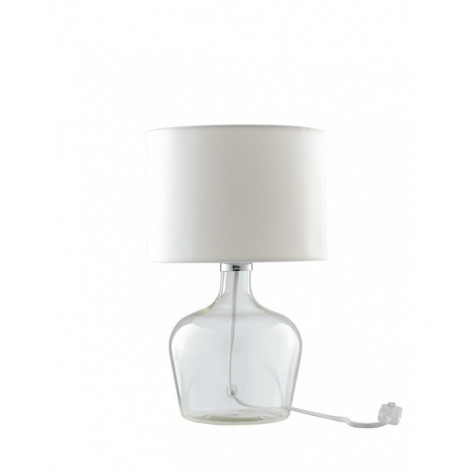 Lampe de table Hendrix 1 ampoule Verre,Tissu blanc|Lampes à poser|Luminaire Center