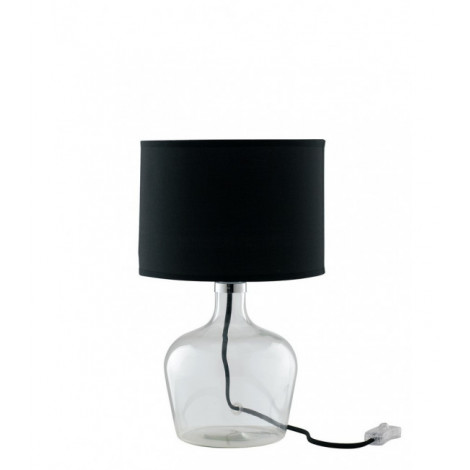 Lampe de table Hendrix 1 ampoule Verre,Tissu Noir|Lampes à poser|Luminaire Center