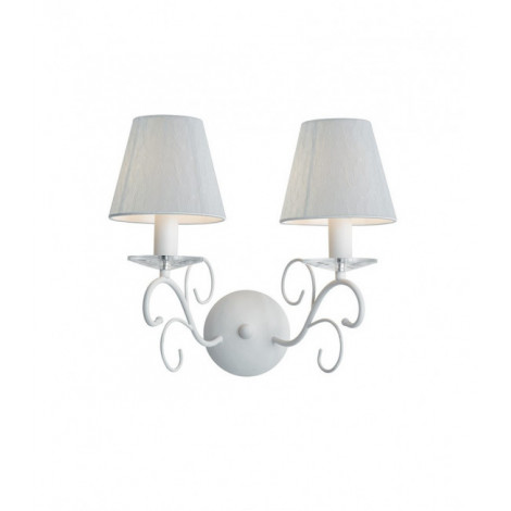 Lampe avec abat jour Perla 2 ampoules Cristal,métal,K9 blanc|Lampes à poser|Luminaire Center