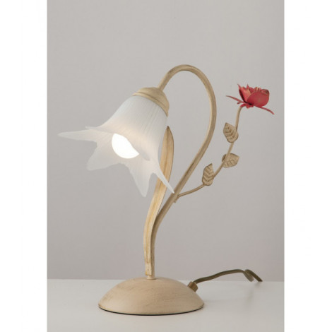 Lampe Design Rose 1 ampoule Métal,diffuseur Verre Ivoire|Lampes à poser|Luminaire Center