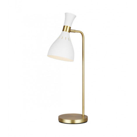 Lampe de table Joan Acier Blanc mat / Laiton bruni|Lampes à poser|Luminaire Center