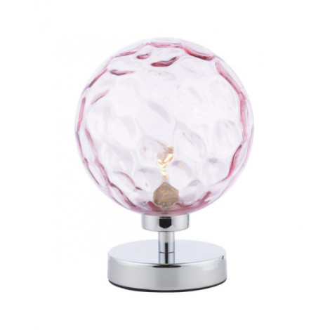 Lampe de table Esben Chrome poli, verre rose|Lampes à poser|Luminaire Center