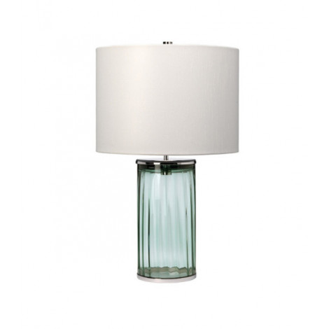 Lampe de table Reno Verre,Acier,Faux Soie Nickel poli, verrerie verte|Lampes à poser|Luminaire Center