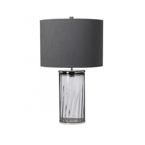 Lampe de table Reno Verre,Acier,Faux Soie Nickel poli, verrerie fumée|Lampes à poser|Luminaire Center
