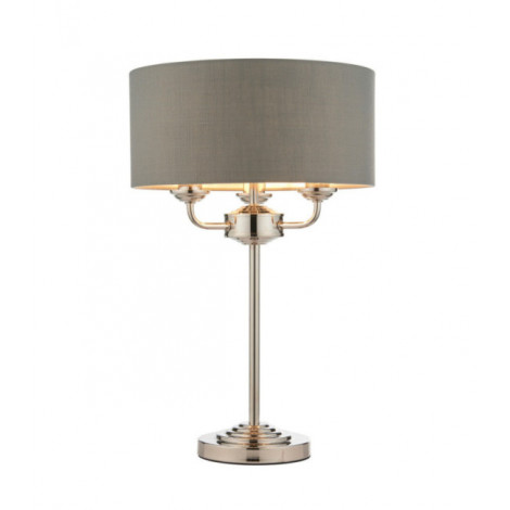 Lampe de table Highclere Acier,Tissu Nickel brillant, tissu anthracite|Lampes à poser|Luminaire Center
