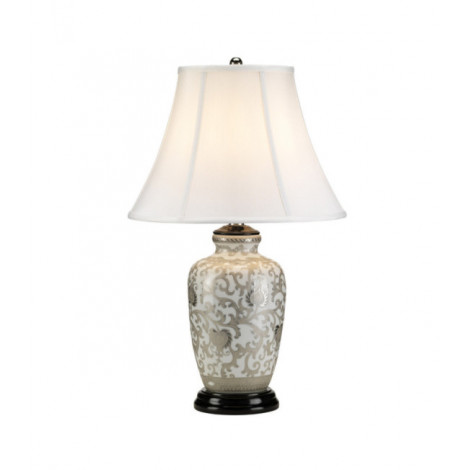 Lampe de table Silverthistle Porcelaine Argent, Blanc|Lampes à poser|Luminaire Center