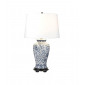 Lampe de table Ying Abat-jour à base de porcelaine,de bois, Blanc, Bleu|Lampes à poser|Luminaire Center