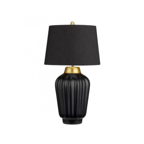 Lampe de table Bexley Acier,Céramique,Faux Soie Noir,Laiton brossé|Lampes à poser|Luminaire Center