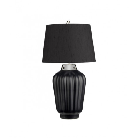 Lampe de table Bexley Acier,Céramique,Faux Soie Noir, nickel poli|Lampes à poser|Luminaire Center