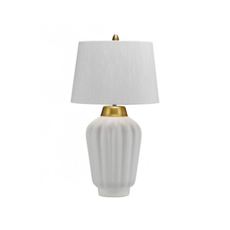 Lampe de table Bexley Acier,Céramique,Faux Soie Blanc,Laiton brossé|Lampes à poser|Luminaire Center