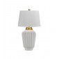 Lampe de table Bexley Acier,Céramique,Faux Soie Blanc,Laiton brossé|Lampes à poser|Luminaire Center
