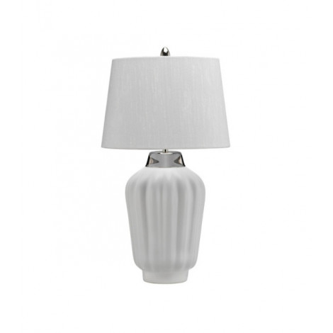 Lampe de table Bexley Acier,Céramique,Faux Soie Blanc, nickel poli|Lampes à poser|Luminaire Center