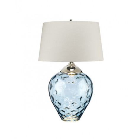 Lampe de table Samara Verre transparent,acier,fausse soie, Verre teinté bleu|Lampes à poser|Luminaire Center