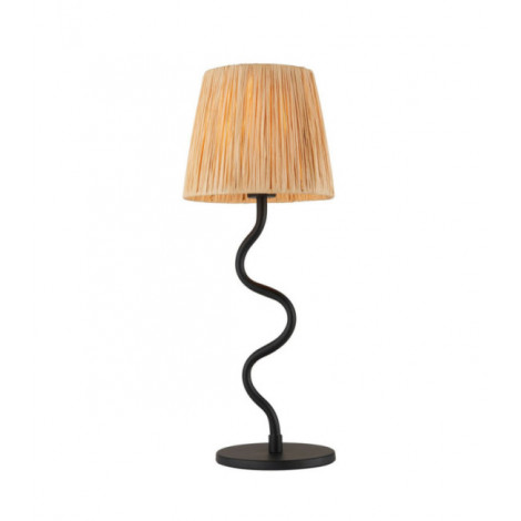 Lampe de table Wriggle Métal,Rotin Noir mat, raphia naturel|Lampes à poser|Luminaire Center