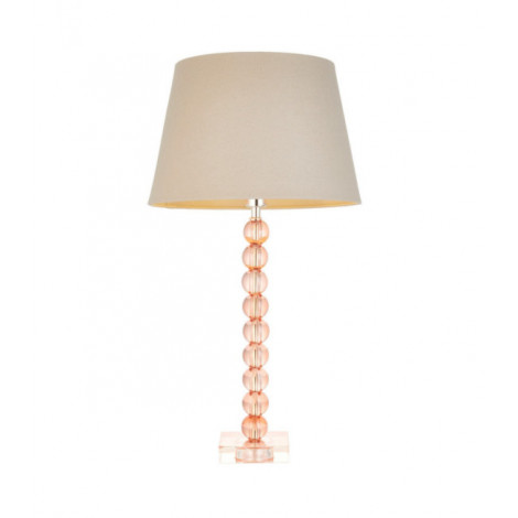 Lampe de table Adelie Acier,verre cristal Verre cristal blush et tissu gris|Lampes à poser|Luminaire Center