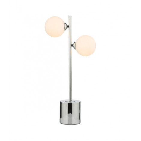 Lampe de table Spiral Chrome poli, verre opale|Lampes à poser|Luminaire Center