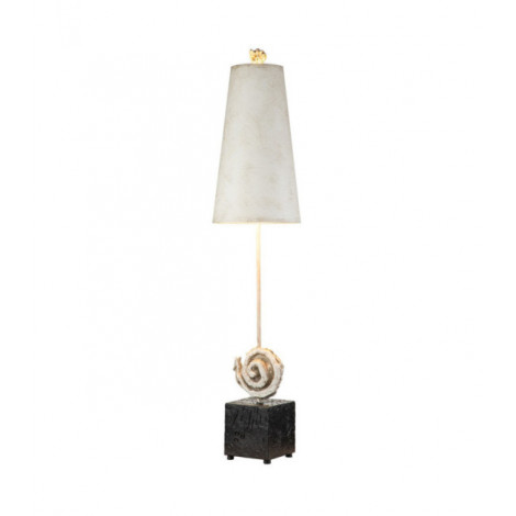Lampe de table Swirl Résine,Parchemin,Acier Noir, blanc os|Lampes à poser|Luminaire Center