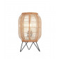 Lampe de table Zaire Acier,Tissu,Bambou Noir mat, lin naturel, bambou naturel|Lampes à poser|Luminaire Center