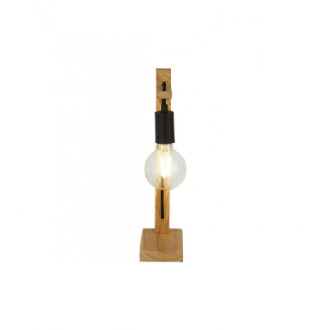 Lampe de table Woody Acier doux Noir, bois de pin|Lampes à poser|Luminaire Center