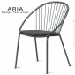 Chaise d'extérieur design ARIA, structure acier galvanisé finition peint, avec coussin habillage tissu - Lot de 2 pièces.|Chaise|100chaises