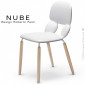 Chaise pour collectivité ou domestique NUBE, piétement bois vernis naturel, assise coque plastique souple couleur.|Chaise|100chaises