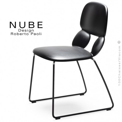 Chaise pour collectivité ou domestique NUBE, piétement luge acier peint, assise coque plastique souple couleur.|Chaise|100chaises