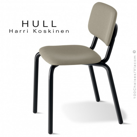 Chaise milieu scolaire, cantine ou collectivités design HULL, structure acier peint, assise et dossier mousse, habillage tissu.|Chaise|100chaises