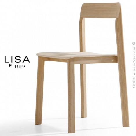 Chaise bois design LISA, structure 4 pieds en bois massif de Frêne, assise et dossier multiplis cintré, vernis pour intérieur.|Chaise|100chaises