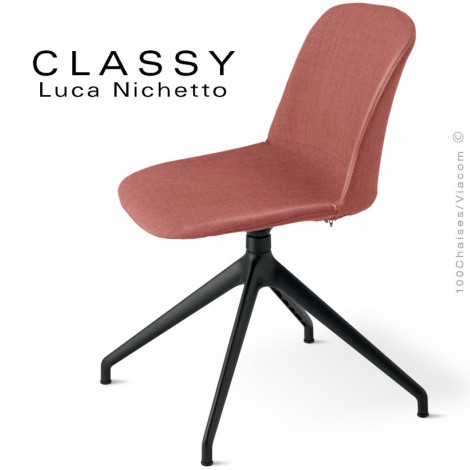 Chaise bureau confort CLASSY, piétement aluminium, assise pivotante, assise et dossier garnis de mousse habillage tissu tissé.|Chaise|100chaises