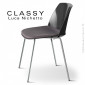 Chaise design repas CLASSY, piétement acier peint ou chromé brillant, assise coque plastique couleur avec coussin.|Chaise|100chaises