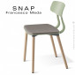 Chaise repas esprit rétro design SNAP, piétement bois de hêtre vernis, assise plastique couleur avec coussin - Lot de 2 pièces.|Chaise|100chaises