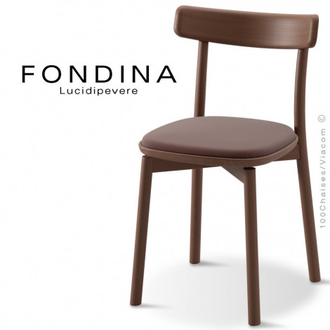 Chaise design FONDINA, pour bistrot ou maison, structure 4 pieds en Frêne vernis ou peint, coussin amovible - Lot de 4 pièces.|Chaise|100chaises