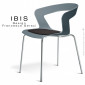 Chaise design IBIS assise coque couleur avec coussin feutre, piétement 4 pieds acier peint ou chromé brillant - Lot de 4 pièces.|Chaise|100chaises