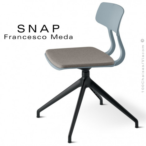 Chaise de bureau design SNAP, piétement aluminium noir ou brillant, assise pivotante coque plastique couleur - Lot de 2 pièces.|Chaise|100chaises
