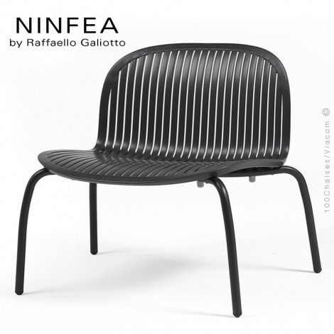 Chaise lounge design NINFEA Relax, piétement aluminium peint, assise coque plastique noir ou blanche - Lot de 2 pièces.|Chaise|100chaises Chaise lounge design NINFEA Relax, piétement aluminium peint, assise coque plastique noir ou blanche - Lot de 2 pièces.|Chaise|100chaises
