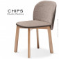 Chaise bois confort design CHIPS, piétement bois vernis, assise et dossier habillage tissu feutre 100% laine.|Chaise|100chaises