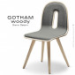 Chaise design GOTHAM WOODY-SI, piétement bois Frêne naturel ou teinté, assise multiplis de bois habillage tissu.|Chaise|100chaises